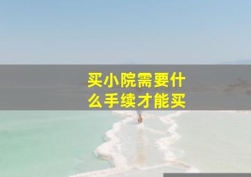 买小院需要什么手续才能买