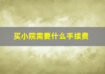 买小院需要什么手续费