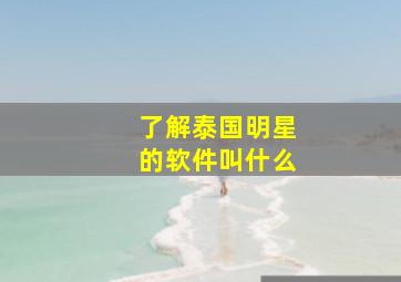 了解泰国明星的软件叫什么