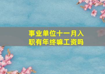 事业单位十一月入职有年终嘛工资吗