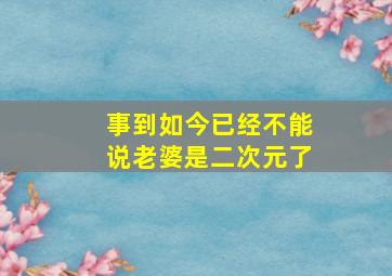 事到如今已经不能说老婆是二次元了