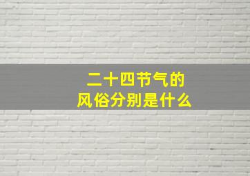 二十四节气的风俗分别是什么