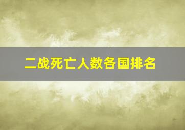 二战死亡人数各国排名