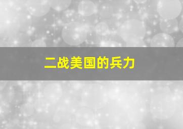 二战美国的兵力