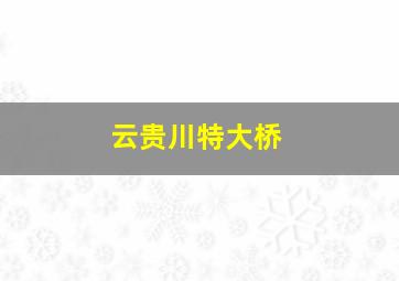 云贵川特大桥