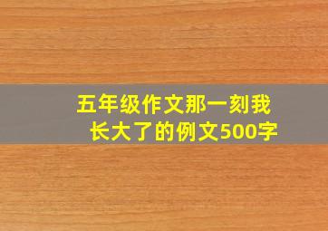 五年级作文那一刻我长大了的例文500字