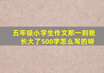 五年级小学生作文那一刻我长大了500字怎么写的呀