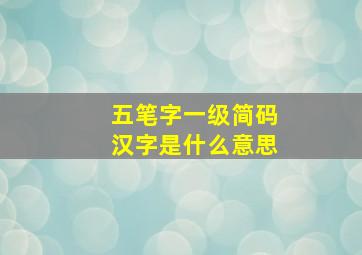 五笔字一级简码汉字是什么意思