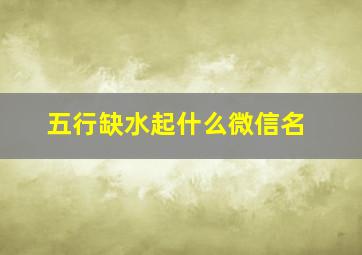 五行缺水起什么微信名