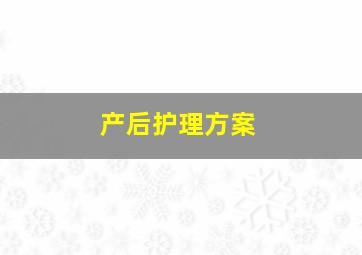 产后护理方案