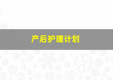 产后护理计划