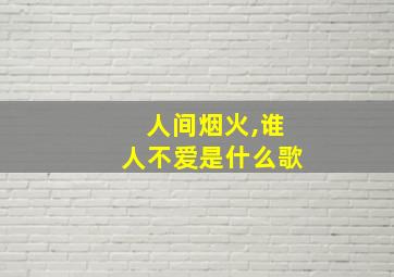 人间烟火,谁人不爱是什么歌