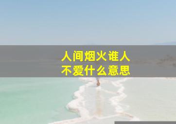 人间烟火谁人不爱什么意思