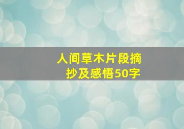 人间草木片段摘抄及感悟50字