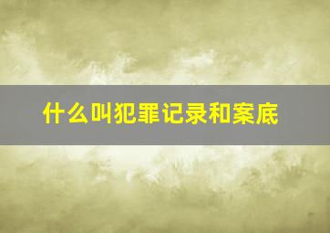 什么叫犯罪记录和案底