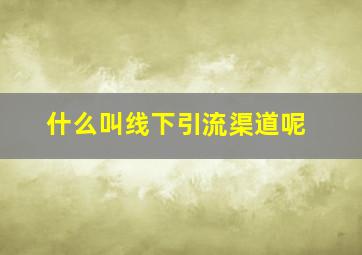 什么叫线下引流渠道呢