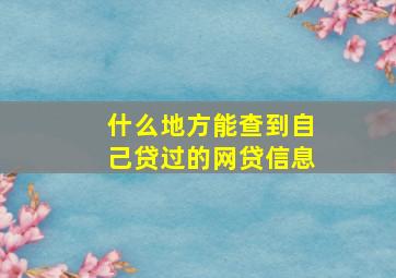 什么地方能查到自己贷过的网贷信息