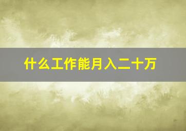 什么工作能月入二十万