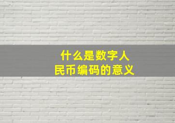 什么是数字人民币编码的意义