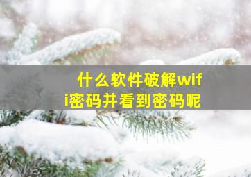 什么软件破解wifi密码并看到密码呢