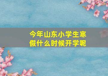 今年山东小学生寒假什么时候开学呢