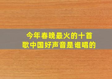 今年春晚最火的十首歌中国好声音是谁唱的