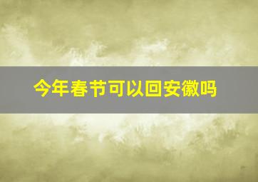 今年春节可以回安徽吗