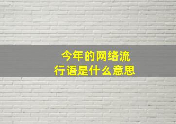 今年的网络流行语是什么意思