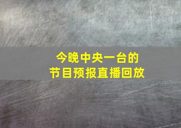 今晚中央一台的节目预报直播回放