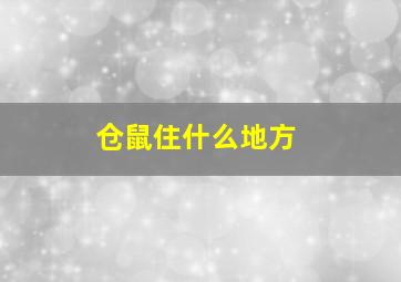 仓鼠住什么地方