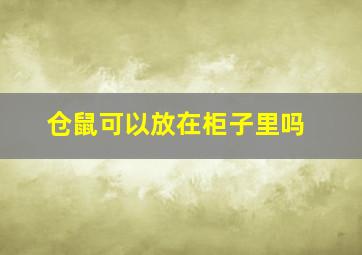 仓鼠可以放在柜子里吗