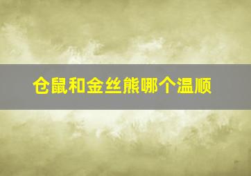 仓鼠和金丝熊哪个温顺