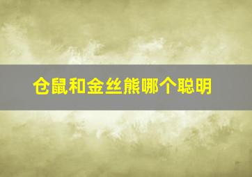 仓鼠和金丝熊哪个聪明