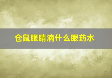 仓鼠眼睛滴什么眼药水