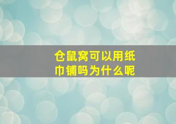 仓鼠窝可以用纸巾铺吗为什么呢