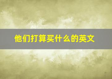 他们打算买什么的英文