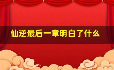 仙逆最后一章明白了什么