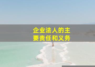 企业法人的主要责任和义务