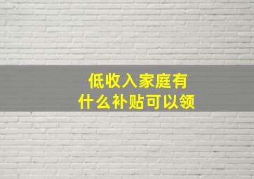 低收入家庭有什么补贴可以领