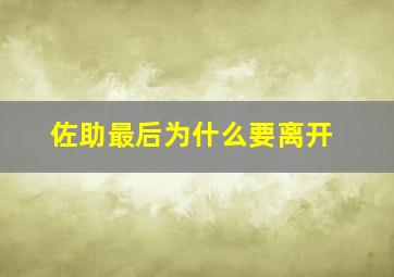 佐助最后为什么要离开