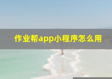 作业帮app小程序怎么用