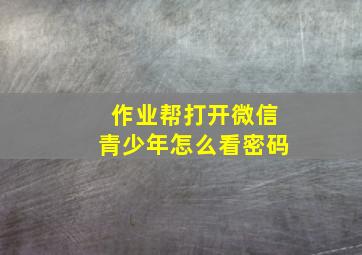 作业帮打开微信青少年怎么看密码