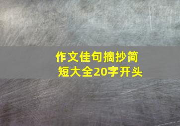 作文佳句摘抄简短大全20字开头