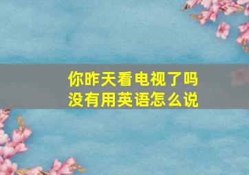 你昨天看电视了吗没有用英语怎么说