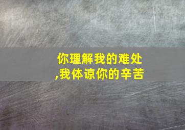 你理解我的难处,我体谅你的辛苦