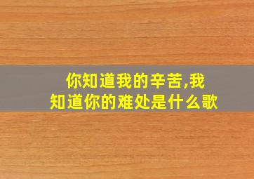 你知道我的辛苦,我知道你的难处是什么歌