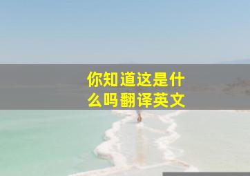 你知道这是什么吗翻译英文