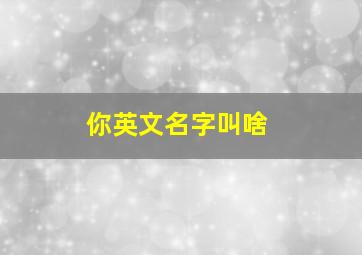 你英文名字叫啥