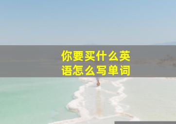 你要买什么英语怎么写单词