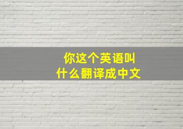 你这个英语叫什么翻译成中文